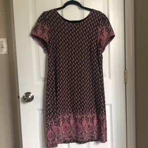 Maeve by Anthropologie Black and Pink Paisley Dress